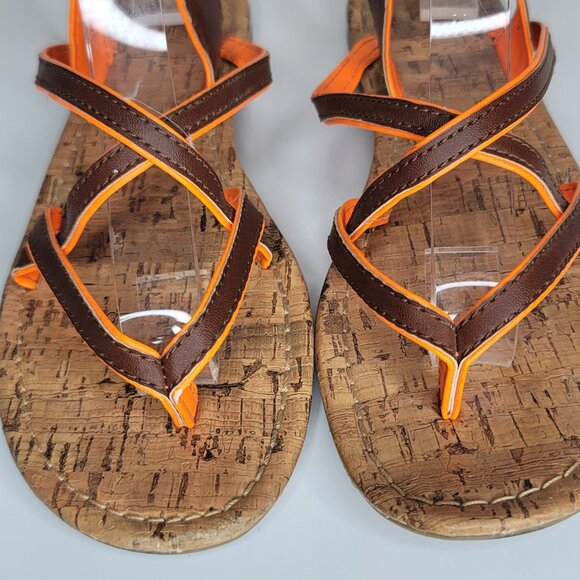 PICK 3 FOR $20 REPORT "ROSE" Strappy Brown/Orange Vegan Sandals Shoes Size 6.5 - Picture 4 of 6